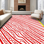 Red Wavy Stripe Chain Art Rug