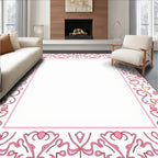 Pink Heart Filigree Border Rug