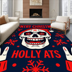 Gothic Skull Red Snowflake Christmas Rug