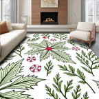 Christmas Holly Berry Foliage Medallion Rug