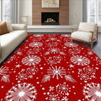 Red White Snowflake Medallion Scatter Rug