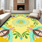 Yellow Cartoon Character Floral Rug