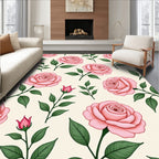 Pastel Pink Rose Garden Botanical Rug