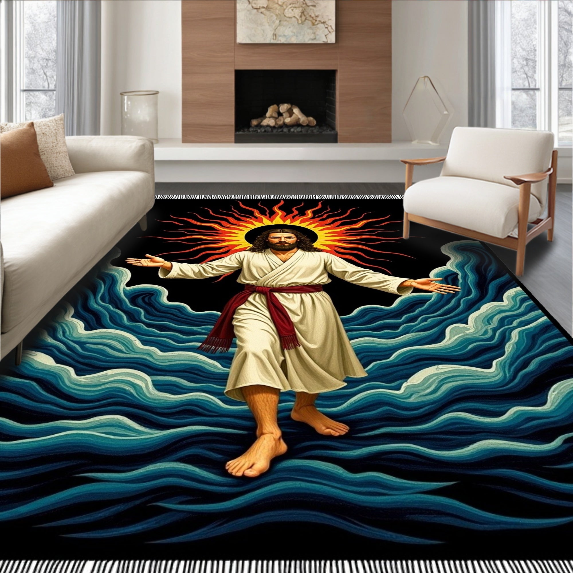 Radiant Sun Walking on Water Rug