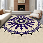 Deep Purple Cream Sunburst Mandala Rug
