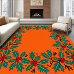 Orange Holly Berry Garland Border Rug