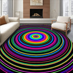 Vibrant Rainbow Concentric Circles Rug