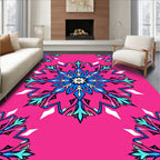 Bold Pink Blue Floral Starburst Medallion Rug