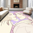 Pastel Purple Heart Cloud Couple Art Rug
