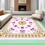 Golden Sun Purple Butterfly Floral Border Rug