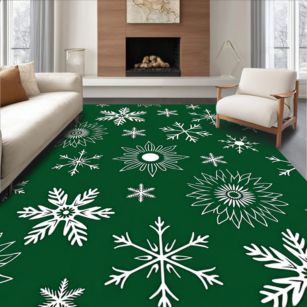 Winter Snowflake Holiday Graphics Rug