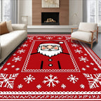 Red Santa Claus Snowflake Border Rug