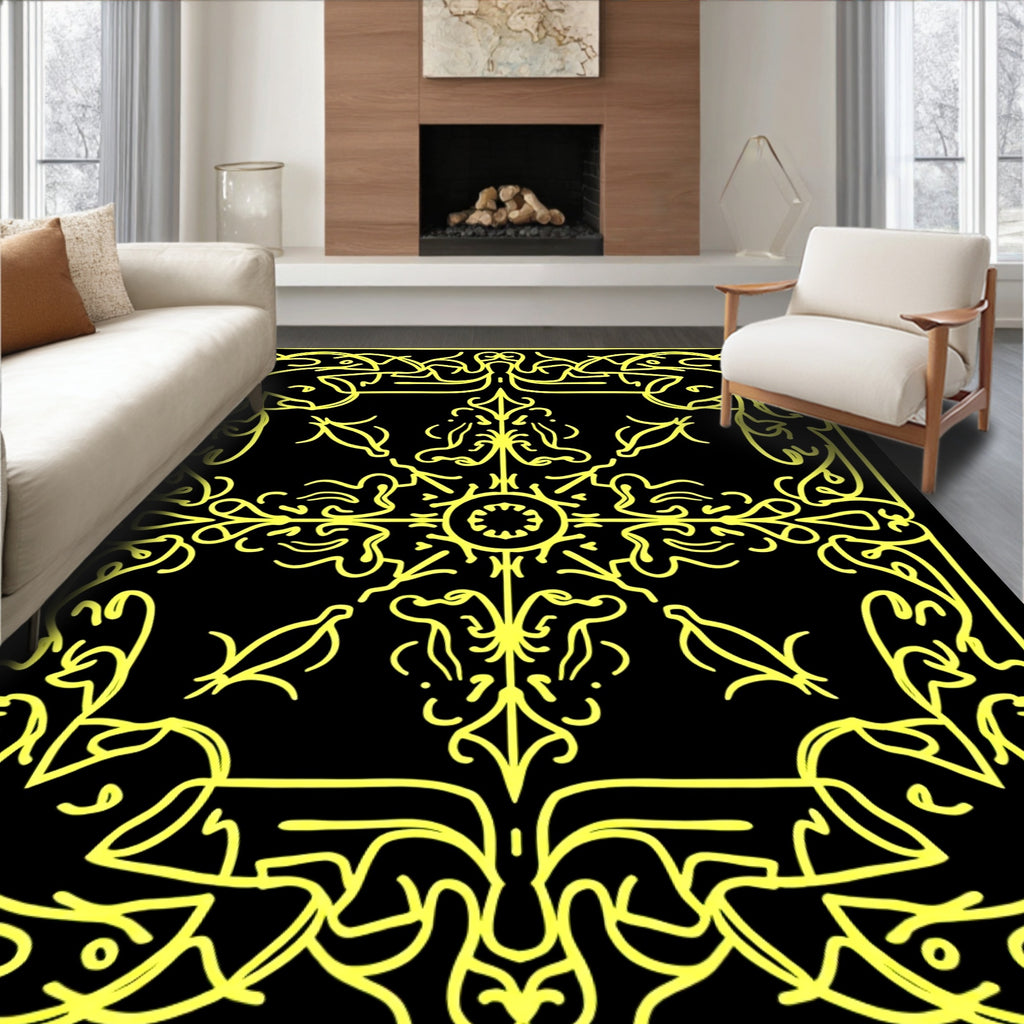 Golden Black Celtic Knot Swirl Rug