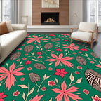 Vibrant Pink Tropical Leaf Garden Rug