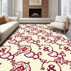Crimson Folk Art Floral Border Rug
