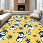 Whimsical Yellow Snowman Snowflake Collage Rug