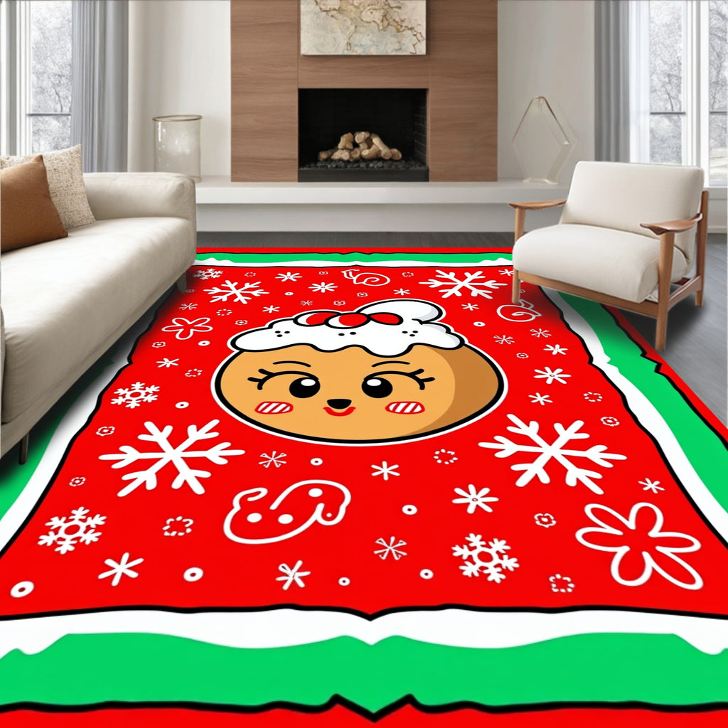 Festive Gingerbread Snowflake Charm Rug