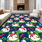 Cheerful Snowman with Red Scarlet Scarf Rug