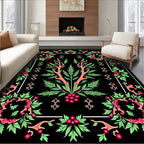 Vibrant Green Berry Garden Medallion Rug