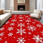 Red Snowfall With White Ice Crystals Rug