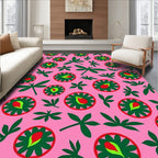 Pink Dragonfly Floral Medallion Rug