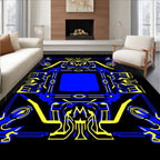 Bold Blue Yellow Abstract Frame Rug