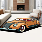 Retro Orange Coupe Classic Automobile Rug