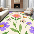 Vibrant Floral Butterfly Field Panorama Rug