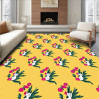 Golden Yellow Coral Flower Cluster Rug