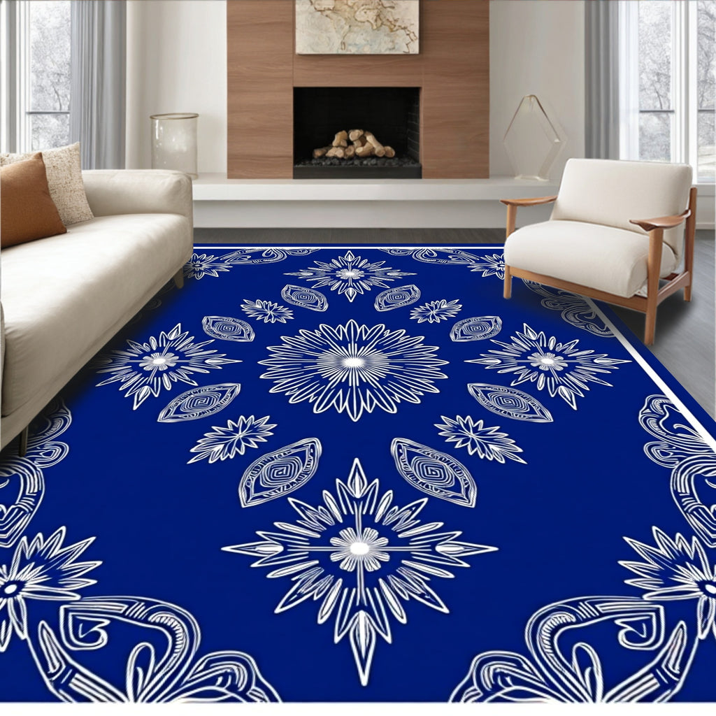 Bold Indigo Starburst Symmetry Rug