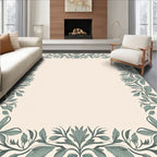 Vintage Sage Green Floral Border Rug