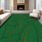 Emerald Green Tropical Leaf Vein Rug