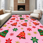 Pink Festive Bell And Star Scatter Rug