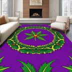 Vibrant Green Holly Wreath Purple Backdrop Rug