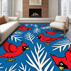 Vibrant Red Cardinal Winter Branch Whimsy Rug