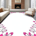 Bright Pink Floral Vine Medallion Rug