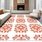 Vibrant Orange Floral Mandala Repeat Rug