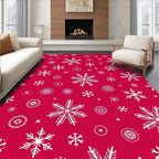 Winter Snowflakes Crimson Medallion Rug