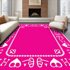 Bold Pink White Card Suit Border Rug