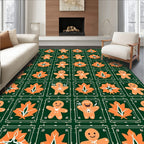 Orange Gingerbread Leaves Tile Rug