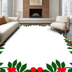 Festive Red Berry Holly Border Rug