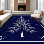 Celestial Christmas Tree White Line Art Rug