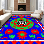 Bold Dog Face Red Green Medallion Rug