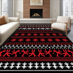 Bold Red and White Ethnic Stripe Rug
