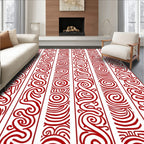Red Swirling Abstract Vertical Stripes Rug