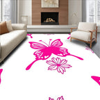 Vibrant Fuchsia Butterfly Floral Repeat Rug