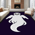 Spooky Ghost Halloween Purple Background Rug