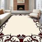 Rich Burgundy Swirling Vine Border Rug