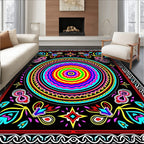 Vibrant Rainbow Medallion Floral Border Rug