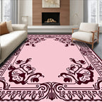 Crimson Floral Corner Border Rug